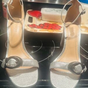 Coach Sparkly Silver Block Vero Guoio Sandals Size 8.5